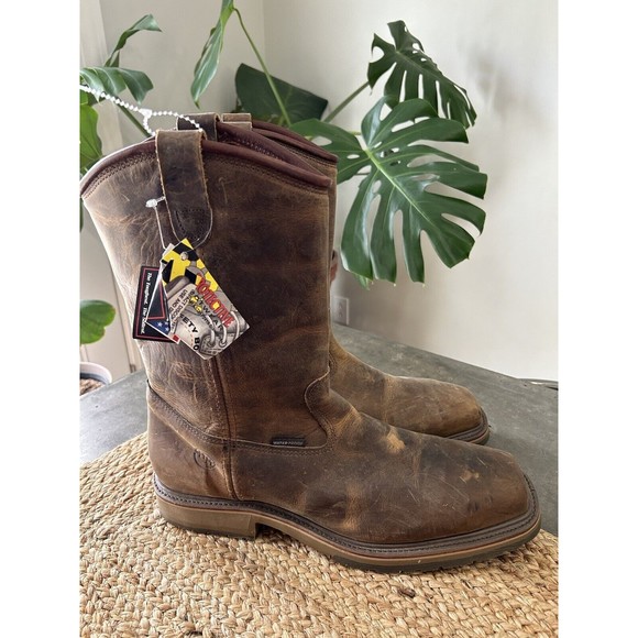 Double H New DH6502 Square Toe Boots 11.5 Steel Toe Leather Waterproof - Picture 1 of 5